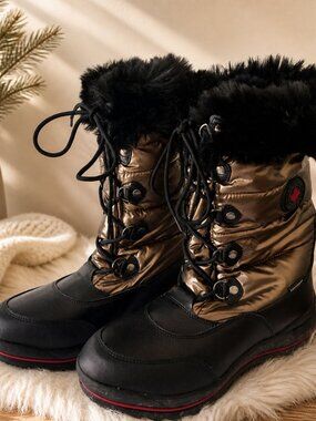 Cougar Canada Metallic Bronze Waterproof Faux Fur Insulated Winter boots
